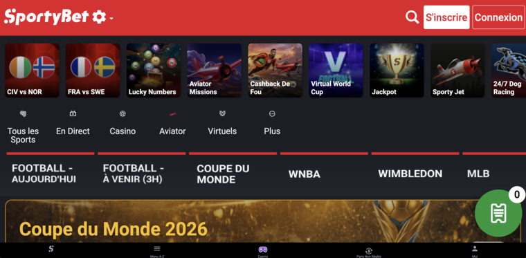 Sportybet Cameroun — page d'accueil paris sportifs